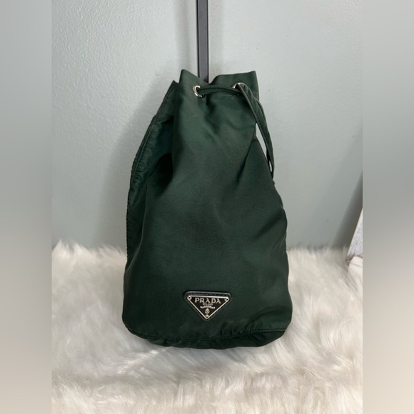 Prada NYLON DRAWSTRING BUCKET POUCH (green) - Picture 13 of 17
